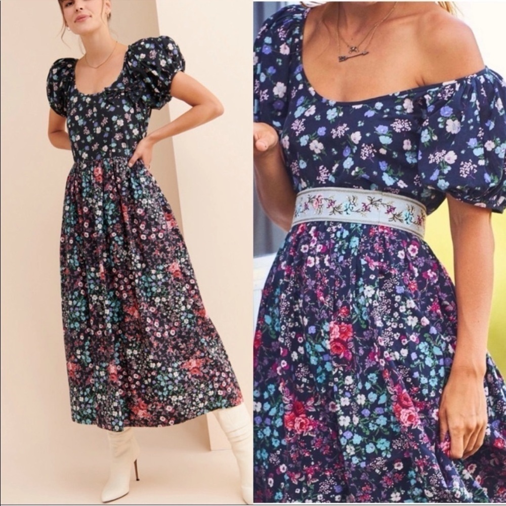 LoveShackFancy Lais Floral Puff Sleeve Dress - Picture 2 of 16